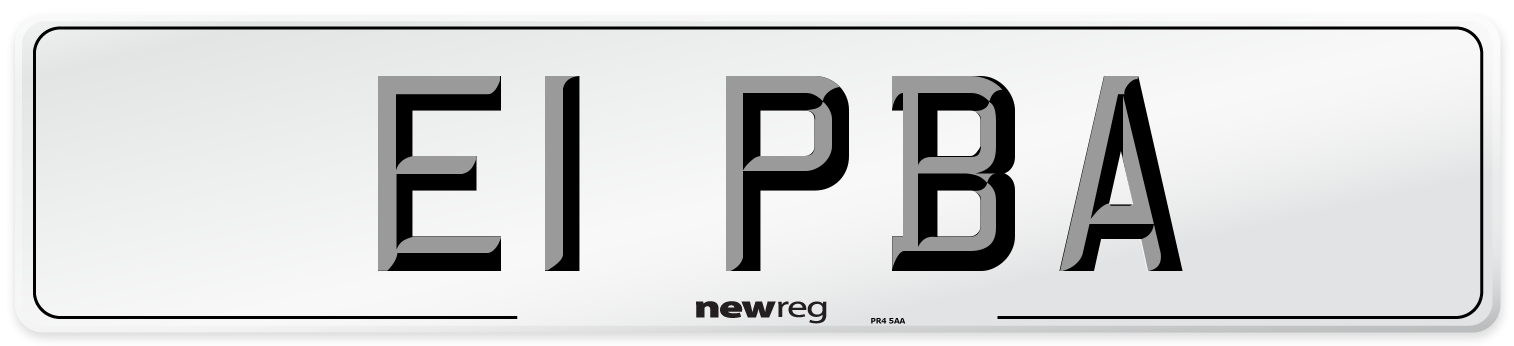 E1 PBA Number Plate from New Reg